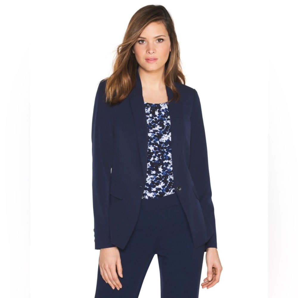 WHITE HOUSE BLACK MARKET CLASSIC ONE BUTTON BLAZER IN NAVY SIZE 6